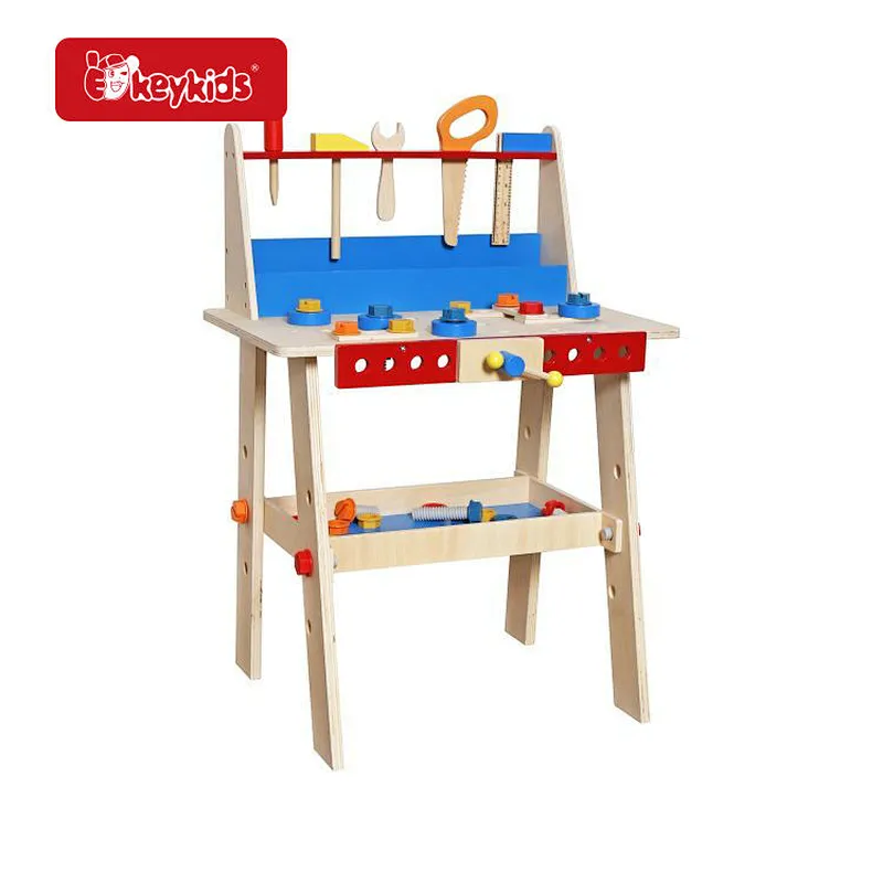 Engineer Pretend Play Assembly Tool Kit Mini Wooden Workbench Toy for Kids W03D221