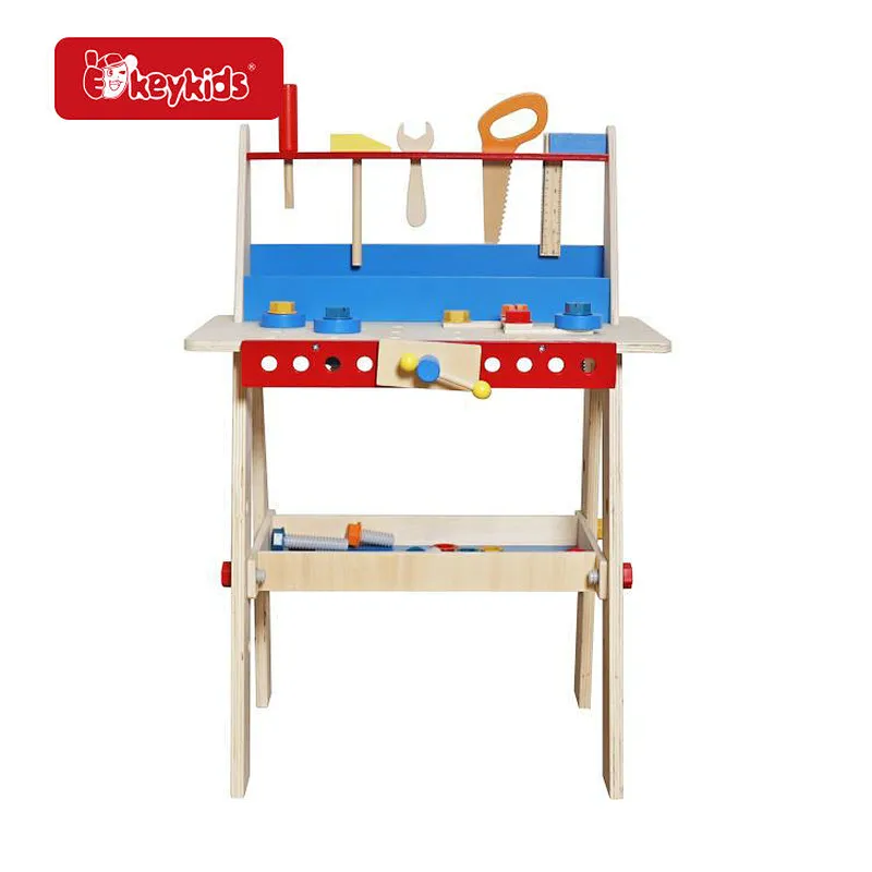 Engineer Pretend Play Assembly Tool Kit Mini Wooden Workbench Toy for Kids W03D221